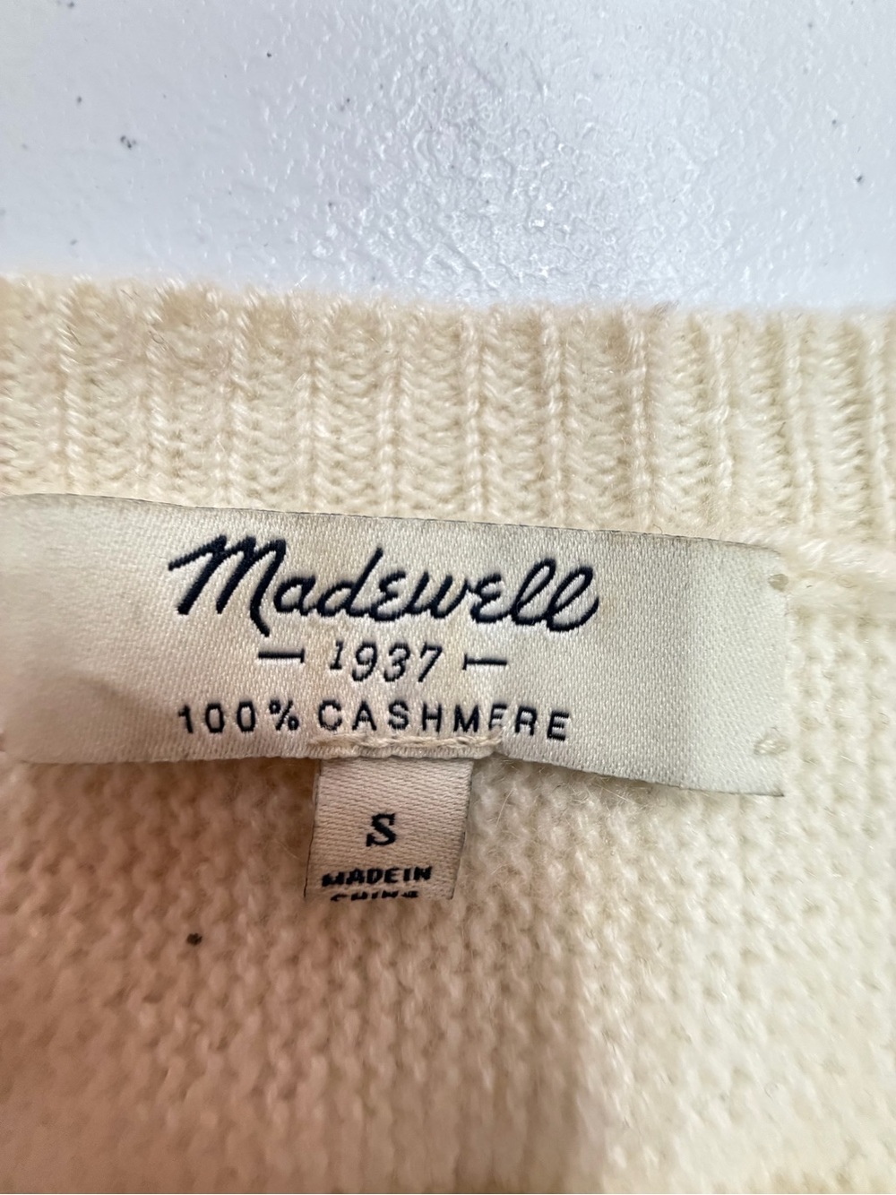Madewell 100% Cashmere Cream Crewneck Sweater Small Soft Luxury Knit
B318